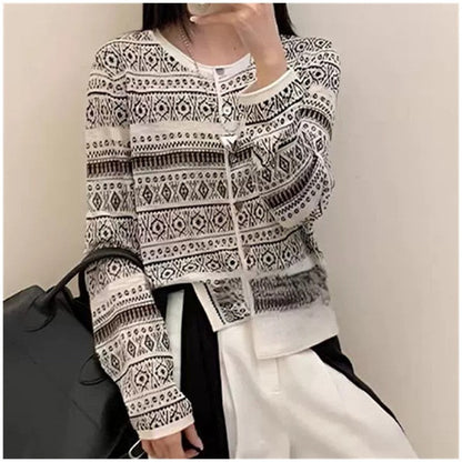 New Versatile Jacquard Knit Cardigan