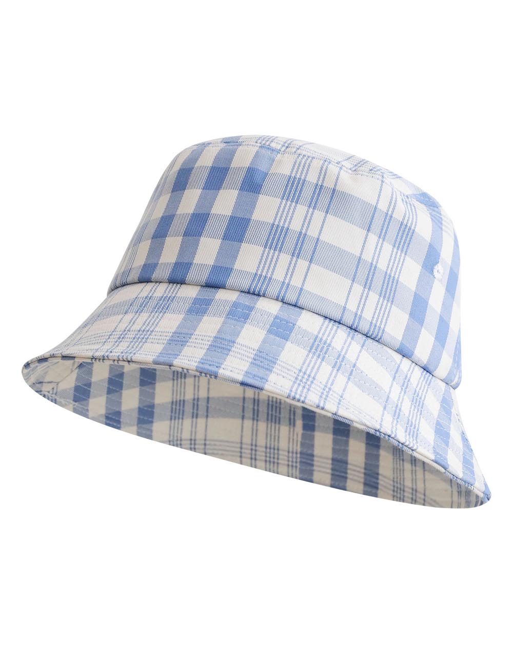 Simple Color Block Plaid Bucket Hat