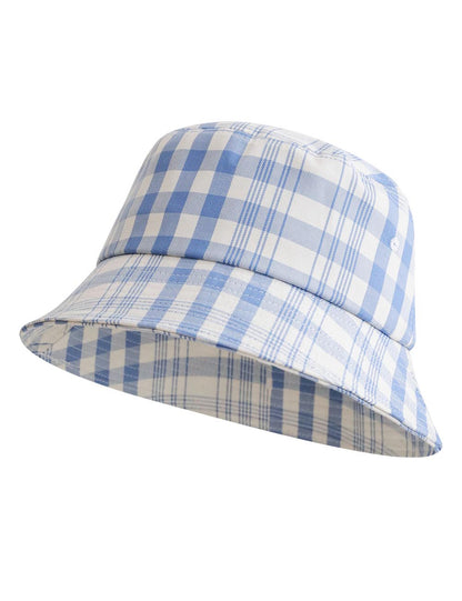 Simple Color Block Plaid Bucket Hat
