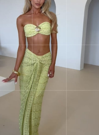 Strapless Top and Bodycon Maxi Skirt Set