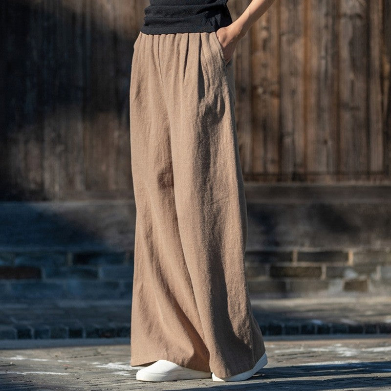 Lightweight Solid Color Casual Wide Leg Pants