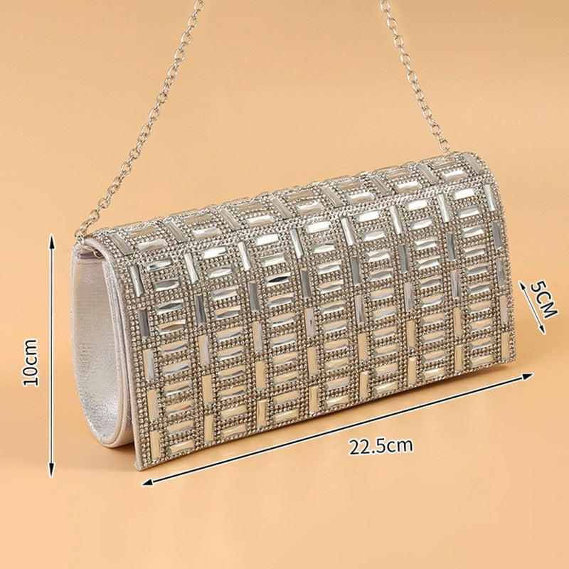 Party Vintage Glass Rhinestone Geometric Clutch Bag