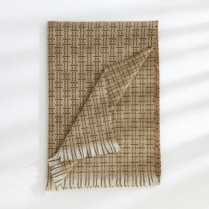 Striped Plaid Print Imitated Cashmere Shawl Scarf