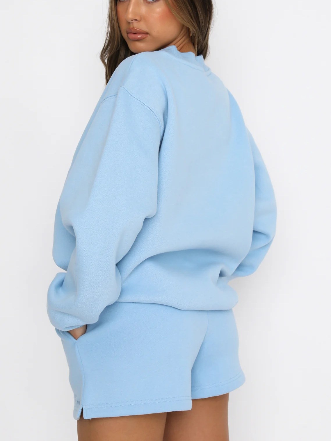 Solid Color Sweatshirt Short Loose Sets