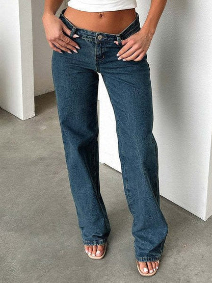 Vintage Low Waist Straight Leg Loose Jeans