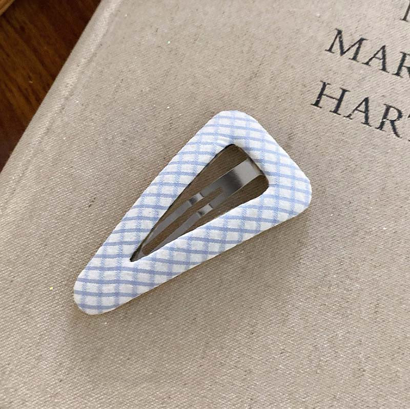 Sweet Denim Plaid Fabric Hair Clip
