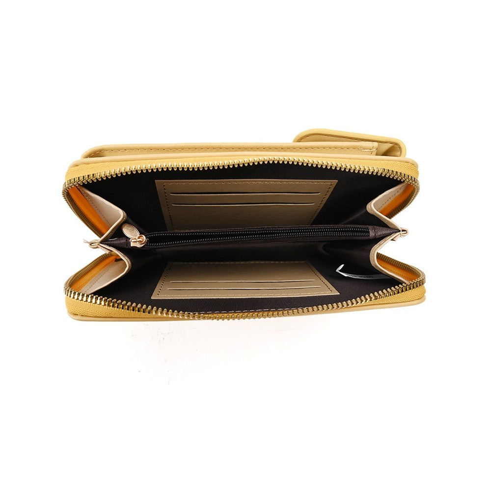 Solid Color PU Leather Multifunctional Purse Mobile Phone One Shoulder Crossbody Bag