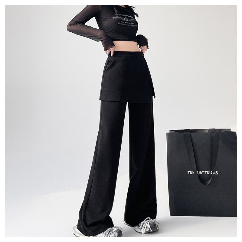 Elastic Waist Split Hem Casual Pants