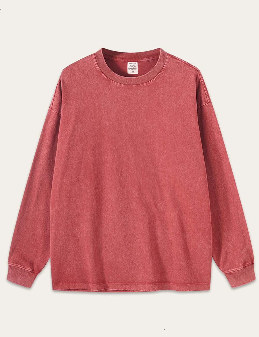 Vintage Washed Crew Neck Long Sleeve T-shirt