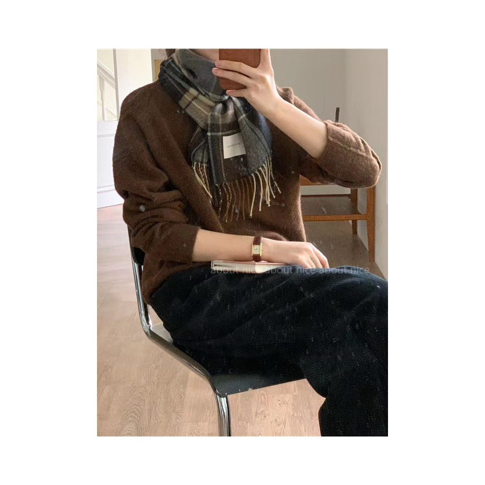 Stylish Plaid Tasseled Split-Joint Simple Scarf