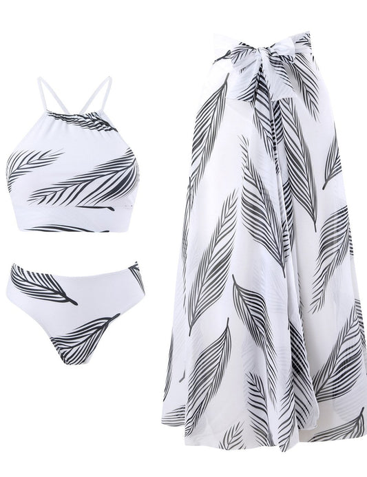 Feather Print Swimwear with Cover