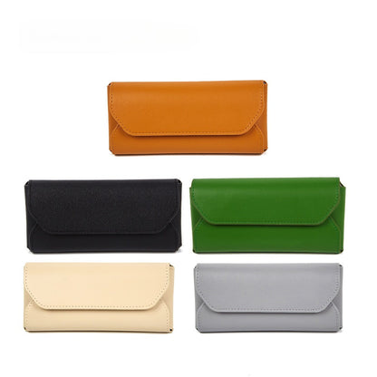 Leather Solid Color Protective Eyeglasses Case