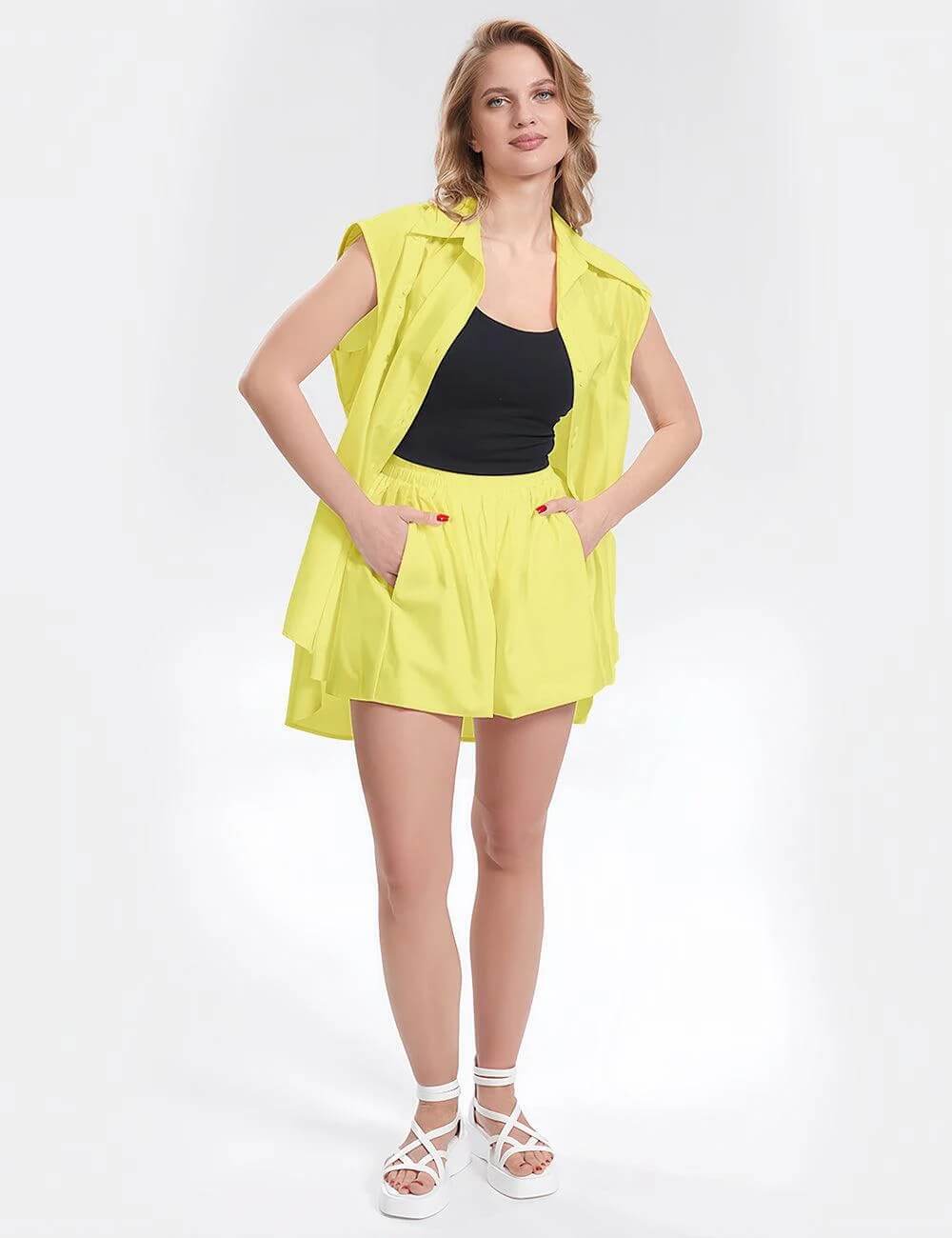 Solid Color Shirts and Shorts Sets