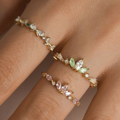 Colorful Zircon Sweet Flower Single Rings