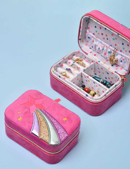 Cute Embroidered Portable Velour Jewelry Case