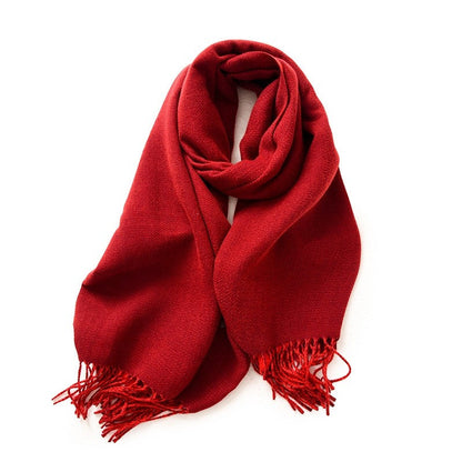Solid Color Double-Side Imitation Cashmere Winter Warm Shawl Scarf