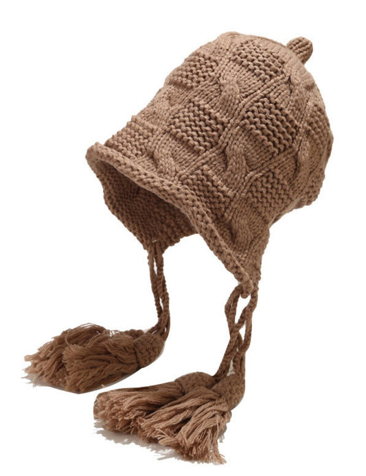 Cute Weave Tassel Cute Knit Cap