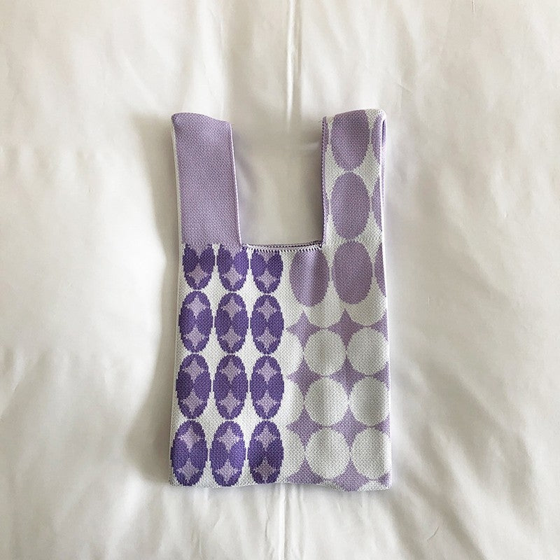 Knit Checkerboard Casual Tote Bag