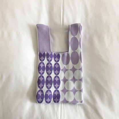 Knit Checkerboard Casual Tote Bag