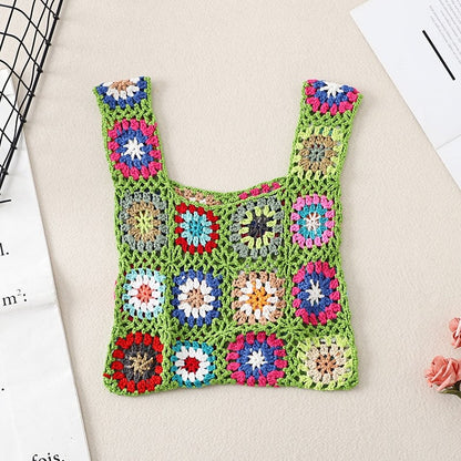 Crochet Knitted Flower Casual Handbag