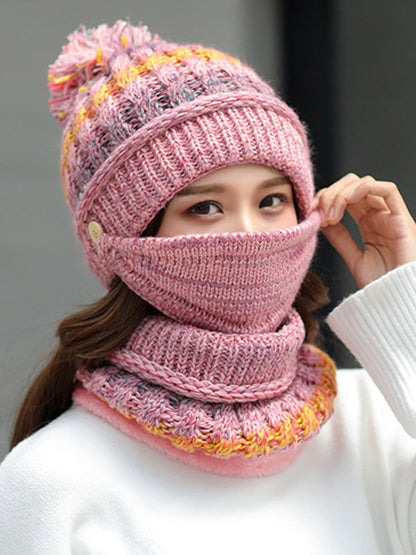 Original Three Pieces Knitting Hat+Mask+Scarf