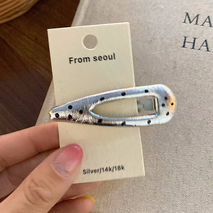 Simple Leather Heart Polka Dot Hair Clips