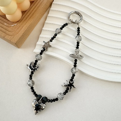 Color Block Love Crystal Beads Bag Charm