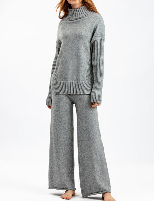 2+ Loose High Collar Knit Sets