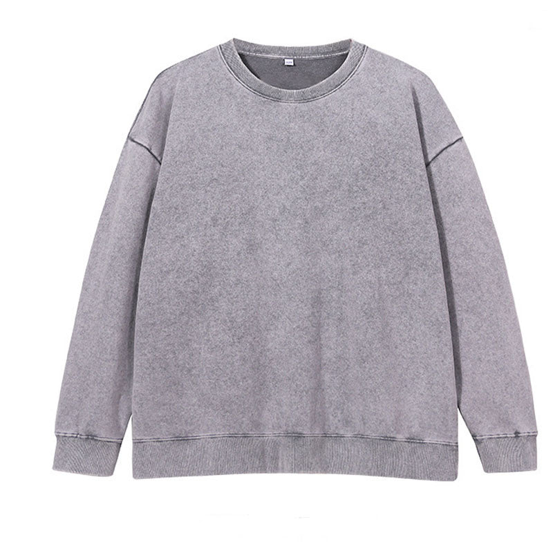 Washed Distressed Crew Neck Oversize Sweatshirt