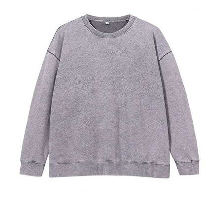 Washed Distressed Crew Neck Oversize Sweatshirt