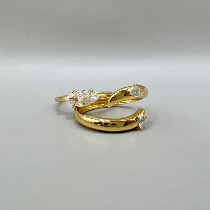 Simple Layered Rhinestone Elegant Rings