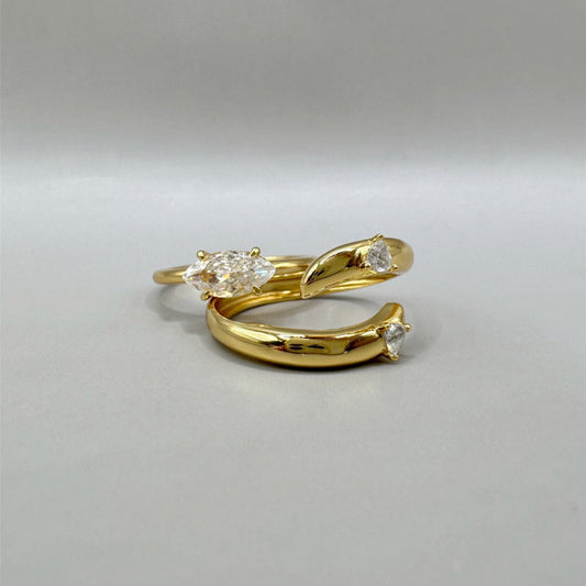 Simple Layered Rhinestone Elegant Rings