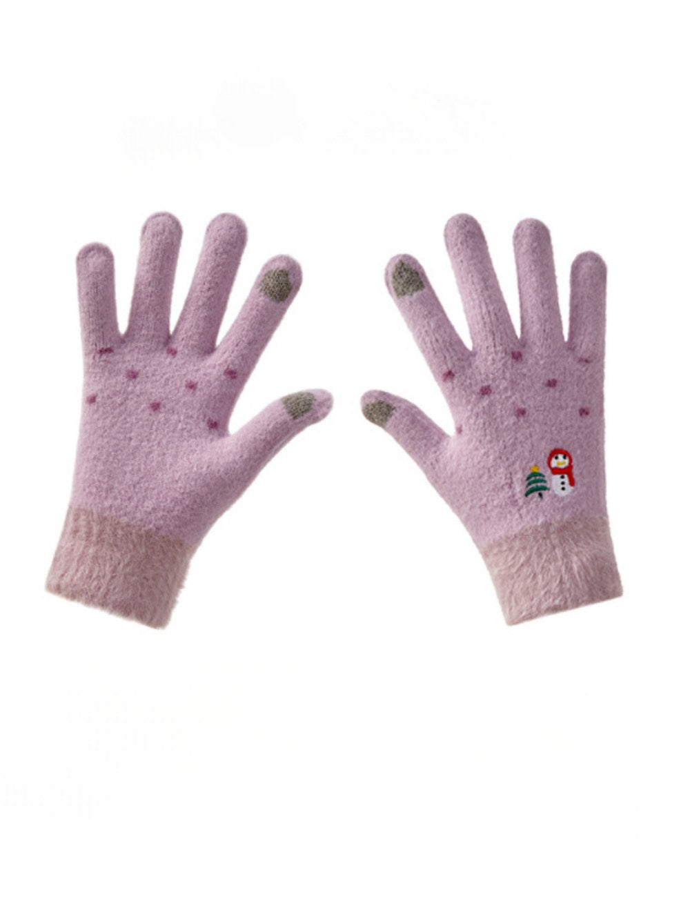 Cute Embroideries Padded Knit Gloves