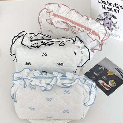 Flounce Bow Print Sweet Make Up Bag