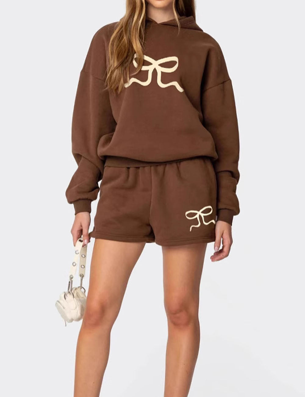 Simple Solid Color Hoodie Sweater Shorts Set