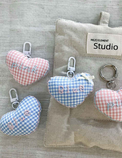 Sweet  Checkered Heart Pendant Bag Charm