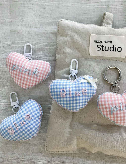Sweet  Checkered Heart Pendant Bag Charm