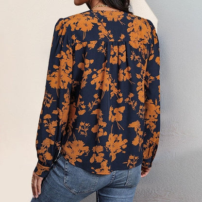 Fashionable Loose Long Sleeve Pullover Printed Shirt
