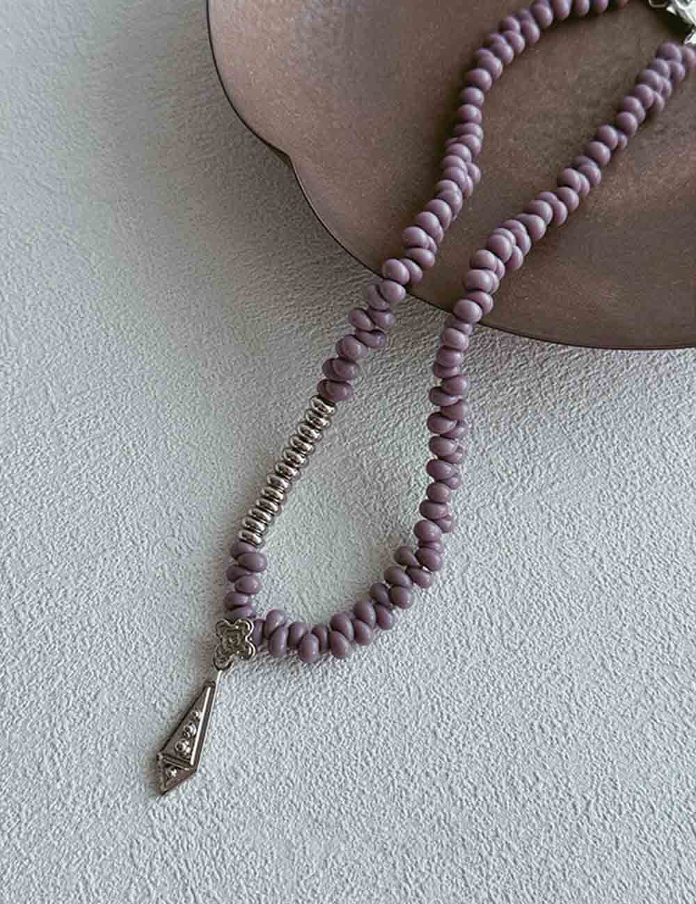 Vintage Czech Beads Clover Pendant Necklace