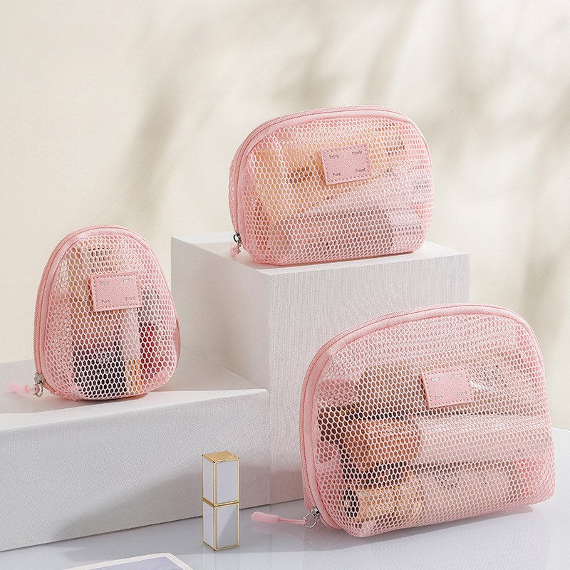 Solid Color Mesh Mini Make Up Bags