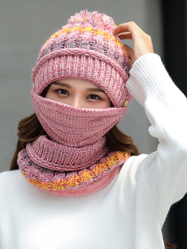 Original Three Pieces Knitting Hat+Mask+Scarf