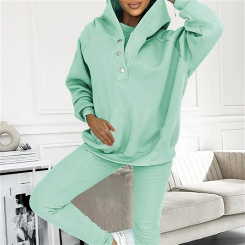 Solid Color Hooded Sports Casual Sweatshirt