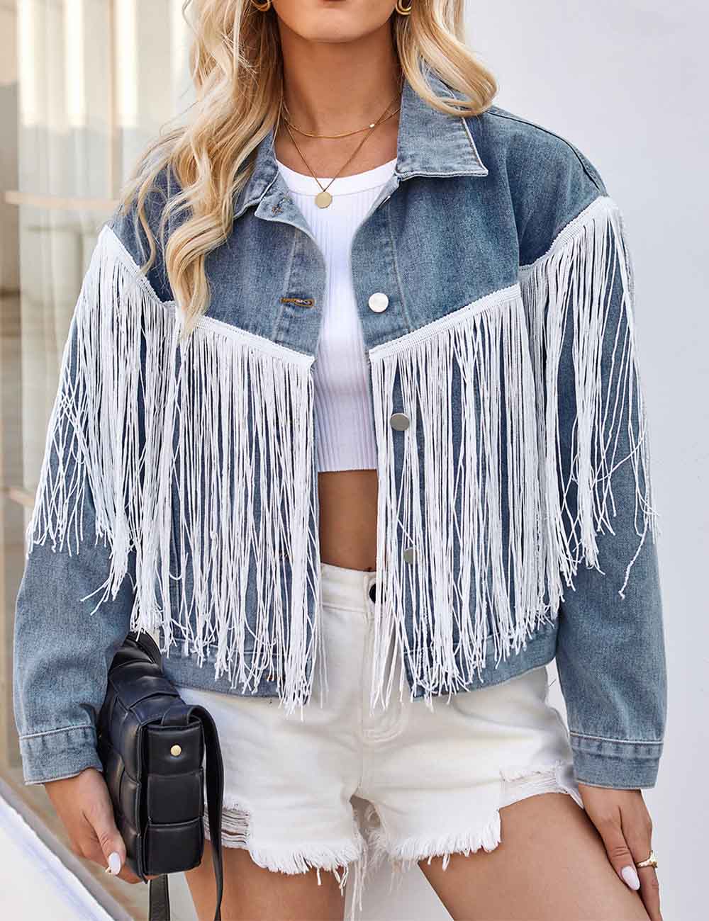 Trendy Washed Tassel Long Sleeve Jacket