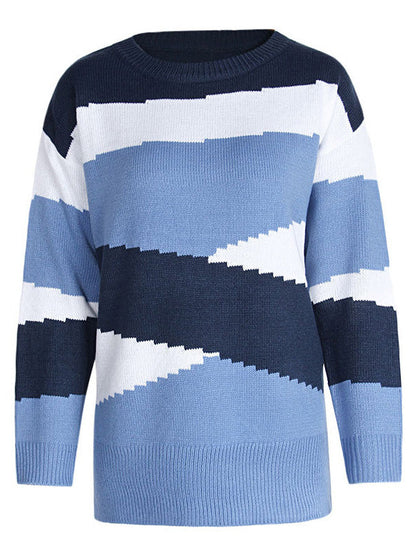 Irregularity Striped Long Sleeves Sweater Tops