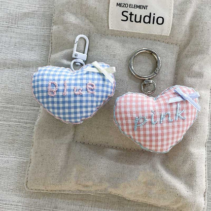 Sweet  Checkered Heart Pendant Bag Charm