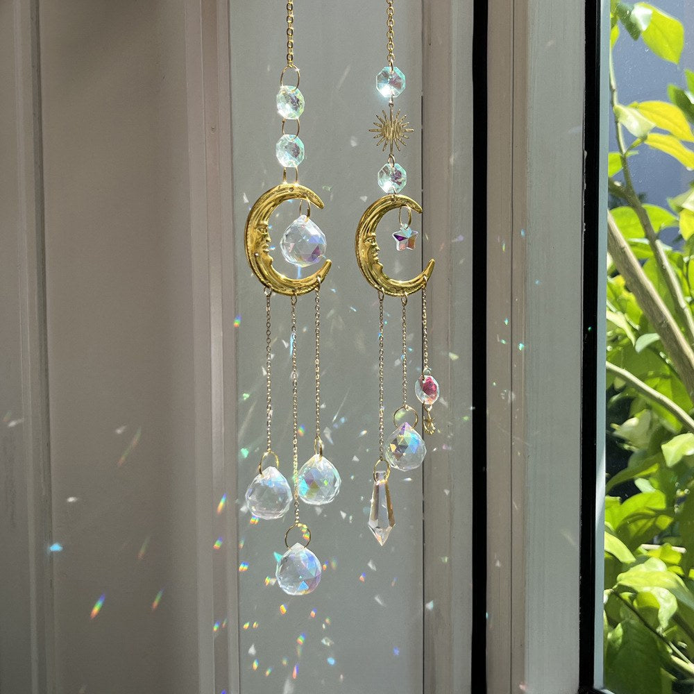 Metal Sun Moon Crystal Home Hangings