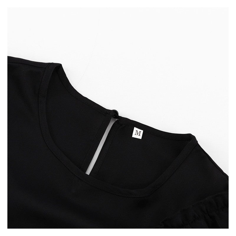 Horn Sleeve Ruffle Hem Mini Dress