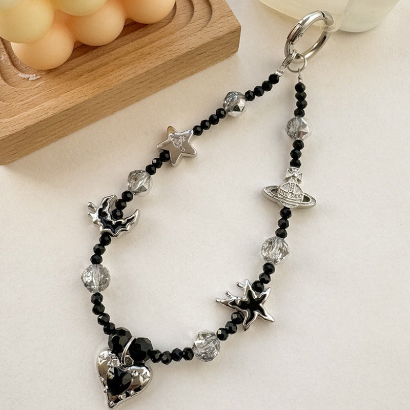 Color Block Love Crystal Beads Bag Charm