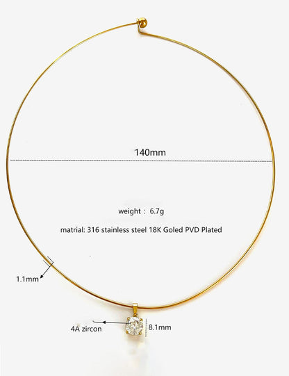 Sparking Zircon Stainless Steel Choker Necklace