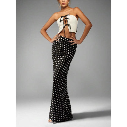 Polka Dot Bodycon Midi Skirt